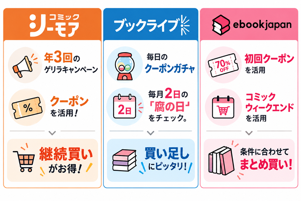 電子書籍のお得さ比べ